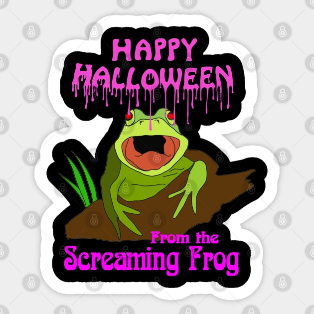 Happy Halloween from the Screaming Frog - Art Zoo Sticker by DigillusionStudio